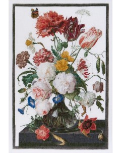 Набор для вышивания на льне Цветы в стеклянной вазе арт 785 Thea gouverneur