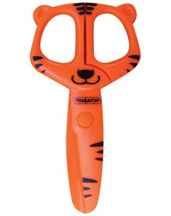 Ножницы Тигренок 120мм с безопасными пластиковыми лезвиями оранжевые с ом 236858 Пифагор
