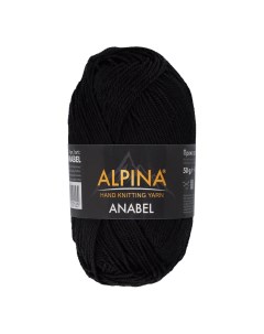 Пряжа для вязания Anabel 100 мерсеризованный хлопок 120 м 50 г 001 черная Alpina
