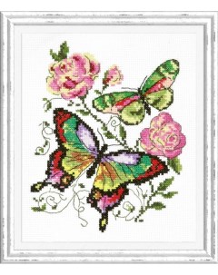 Набор для вышивания крестом Бабочки и розы 42 04 14х18 см Чудесная игла