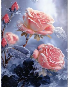Алмазная мозаика 40x50 на холсте с подрамником Розовая зимняя роза GA74746 Boomboomshop