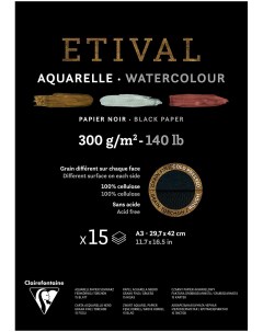 Альбом склейка для акварели Etival Torchon 29 7х42см 15л 300г черн бумага Clairefontaine