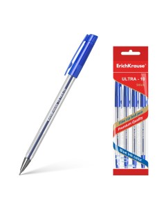 Набор ручек шариковых Ultra 10 46781 синяя 0 7 мм 4 шт Erich krause
