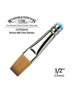 Кисть Cotman 666 синтетика плоская 1 2 длинная ручка Winsor & newton