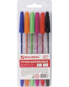 Набор ручек шариковых Line 142819 разноцветные 1 мм 6 шт Brauberg