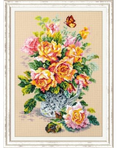 Набор для вышивания крестом Чайные розы 100 021 24х34 см Чудесная игла