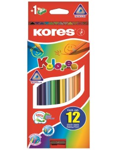 Карандаши цветные 12 цв трехгранные точилка Kores