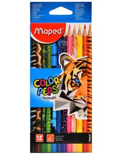 Карандаши цветные Франция Color Peps Animals 12 цв трехгранные заточенные 832212 Maped