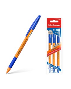 Набор ручек шариковых R 301 Orange Stick Grip 42752 синие 0 7 мм 3 шт Erich krause