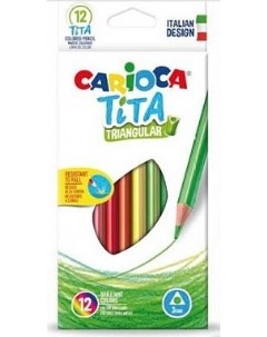 Набор карандашей цветных TITA в пластиковом корпусе 12 цв трехгранные с европо Carioca