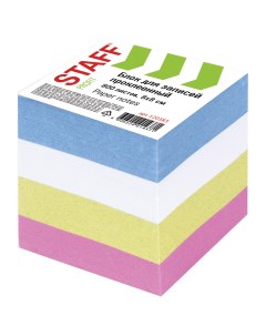 Блок для записей 120383 проклеенный куб 8х8 см 800 листов цветной чередование с Staff