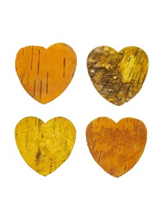 Декоративные элементы из коры дерева Сердце 5см 10шт уп желтый Айрис
