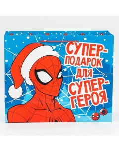 Пакет подарочный горизонтальный С новым годом Человек паук 49х40х19 Marvel