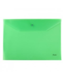 Папка конверт Пластиковая на кнопке А4 Непрозрачная Зеленая Hatber