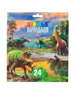 Карандаши цветные Динозавры 24 цвета С заточкой Hatber