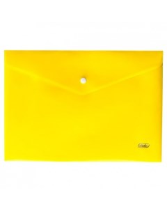 Папка конверт Пластиковая на кнопке А4 Непрозрачная Желтая Hatber