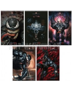 Альбом для рисования Venom Человек паук А4 на спирали 30 л 5 дизайнов в блоке Nobrand