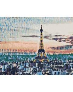 Картина по номерам Эйфелева башня на закате Холст на подрамнике 40х50 см Артвентура