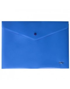 Папка конверт Пластиковая на кнопке А4 Непрозрачная Синяя 180мкм Hatber