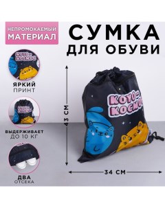 Мешок для обуви с дополнительным карманом Котокосмос размер 41х34 см Artfox