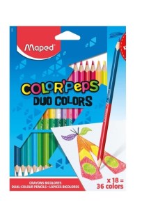 Цветные карандаши двусторонние Color Peps Duo 36 цветов 18шт Maped