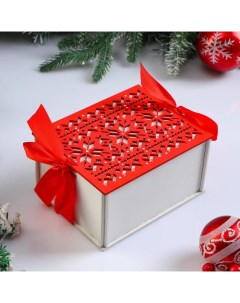 Коробка деревянная 16 13 8 7 см Новогодняя Норвежская подарочная упаковка Дарим красиво