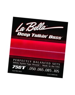 Струны для бас гитары 750T Deep Talkin Bass White Nylon Tape Wound Light 4 шт La bella