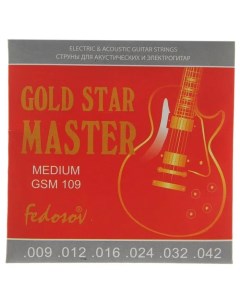 Струны GOLD STAR MASTER Medium 009 042 навивка нерж сплав на граненом керне Fedosov