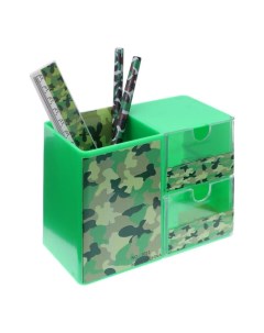 Набор настольный детский Милитари подставка 2 карандаша лин точилка ластик блокнот 8 л Calligrata