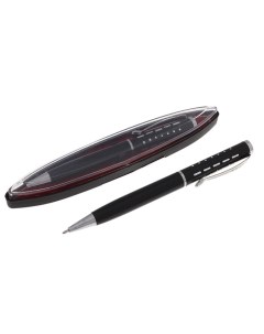 Шариковая ручка подарочная Пунктир в пластиковом футляре чёрная с серебрис Calligrata