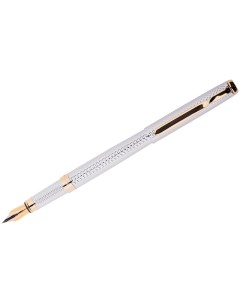 Перьевая ручка Celeste черная 08 мм цвет корпуса серебро подарочный футляр Delucci