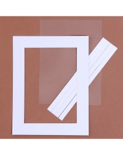 Паспарту размер рамки 22 х 17 см прозрачный лист клейкая лента цвет белый Nobrand