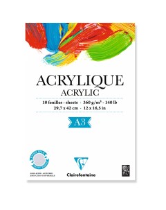 Альбом склейка для акрила Acrylic 21х29 7 см 10 л 360 г Clairefontaine