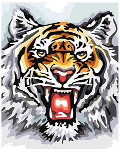 Раскраска по номерам Свирепый тигр 40 х 50 см Белоснежка