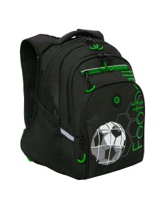 Рюкзак школьный RB 350 1 2 черный зеленый Grizzly