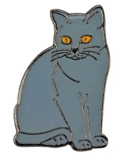 Значок металлический Кошка Британская 15х23мм Blue bug