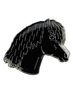 Значок металлический Голова Пони 27х23мм чёрный Happyross