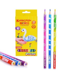 Цветная карандаши 3 цвета 12 шт мультиколор в грифеле Каляка-маляка