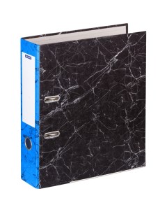 Папка регистратор 70 мм мрамор черная синий корешок нижний металлический кант Officespace