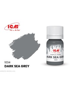 C1034 Краска для творчества 12 мл цвет Темно серая морскаяDark Sea Grey Icm-color