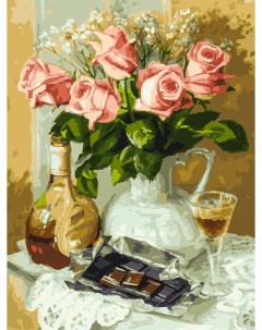 Раскраски по номерам 30 40 см Розы и шоколад Белоснежка