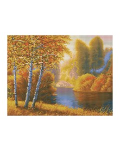 Алмазная мозаика Осень 40 50см холст на деревянном подрамнике кар Три совы