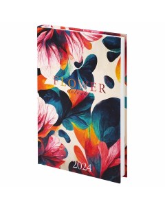 Ежедневник датированный 2024 145х215 мм А5 ламинированная обложка Flower delig Staff
