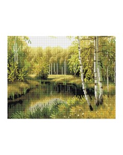 Алмазная мозаика Летний пейзаж 30 40см холст на деревянном подрамнике Три совы