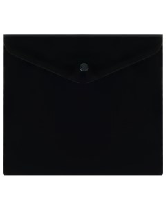 Папка конверт на кнопке А5 150мкм пластик непрозрачная черная Стамм