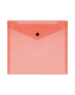 Папка конверт на кнопке А5 150мкм пластик прозрачная красная 10шт Стамм