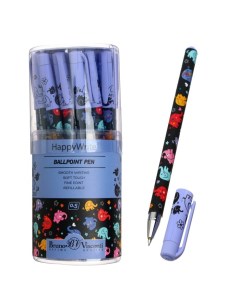Ручка шариковая HappyWrite Разноцветные слоники узел 0 5 мм синие чернила матовый кор Bruno visconti