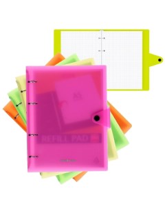 Тетрадь на кольцах А5 80 листов в клетку Neon пластиковая обложка на кнопк Erich krause