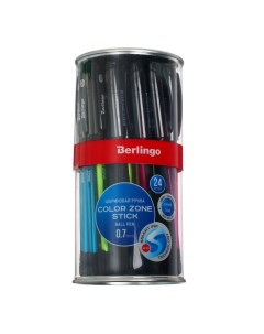 Ручка шариковая Color Zone stick 0 7мм синяя прорезин корпус микс 285411 Berlingo