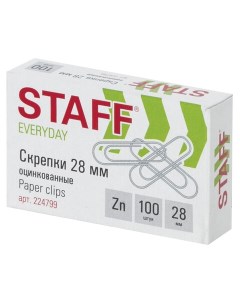 Скрепки EVERYDAY 28 мм оцинкованные 100 шт в картонной коробке Россия 2247 Staff